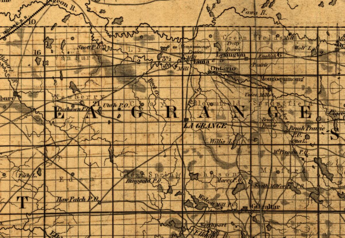 The county in 1852, when the only way in was a road